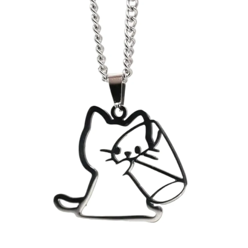 Регулируемый котенок пьющий кулон ожерелье модная цепочка на ключицу ювелирные