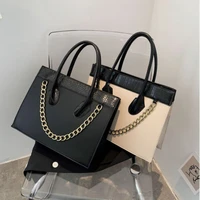 women fashion crocodile texture bag chains large capacity structured bags pu leather handbag for ladies
