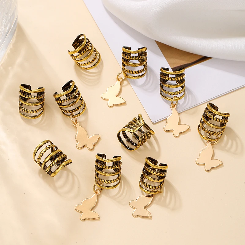 Заколка для волос с подвеской в виде змеи и бабочки 10 шт.