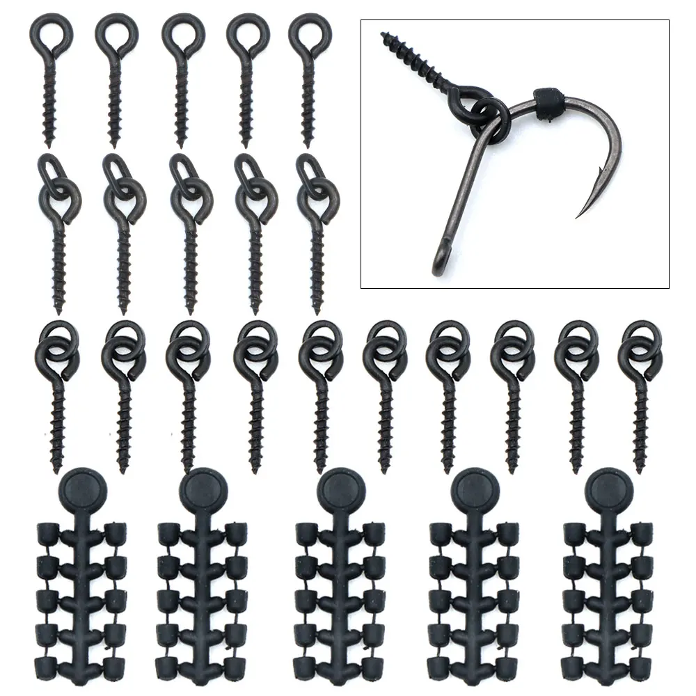 

A Set Of Bait Screw & Fishing Hook Stop Rubber Bead For Ronnie Spinner Rig Fishing Accessories Hook Boilies Stopper Fish Tackle
