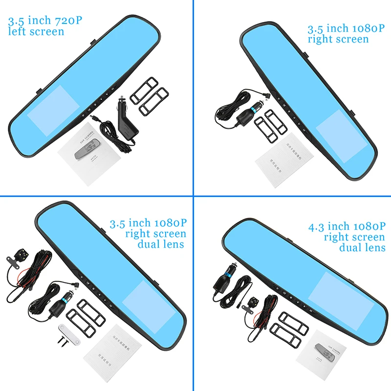 

Автомобильный видеорегистратор Full HD 1080P, автомобильная камера 3,5/4,3 дюйма, зеркало заднего вида, цифровой видеорегистратор, Регистрационная ...