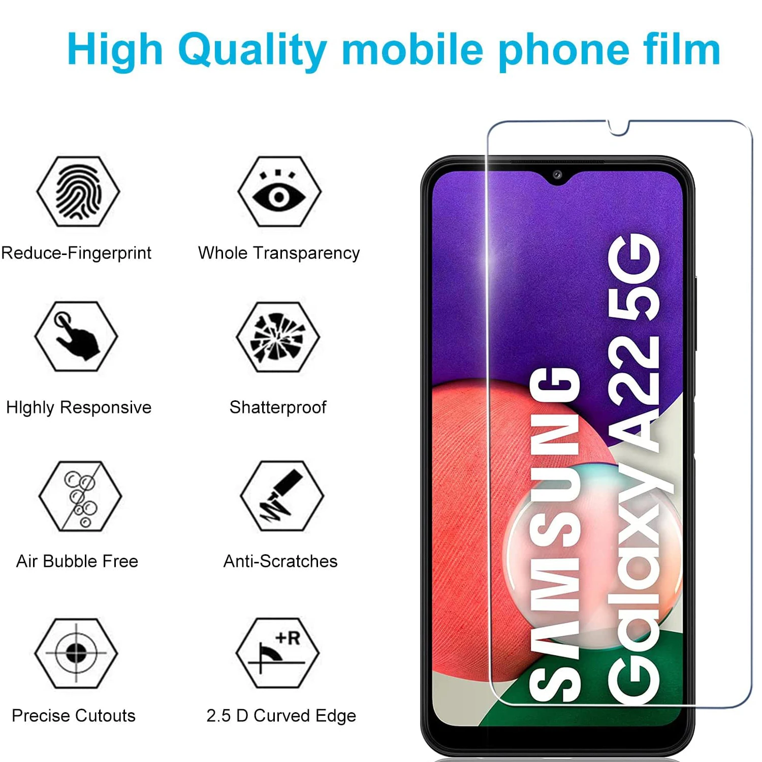 Фото Новинка 2026 года: Защитное стекло для Samsung Galaxy A22 5G (1/2/3/4 шт.) №3