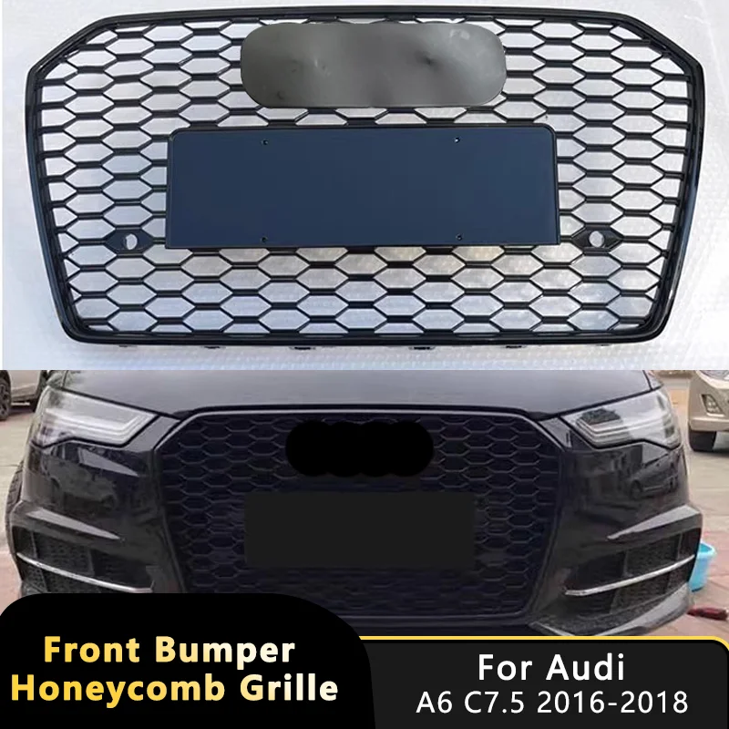 

Для Audi A6 C7.5 2016-2018 S6 Обновление решетки RS6 Стиль Черный Шестигранный сотовый передний спортивный капот Замена верхней крышки решетки