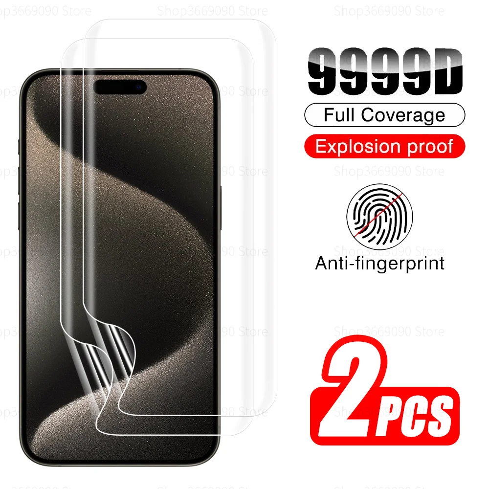 

2PCS 9999D Curved Soft Hydrogel Film For Iphone 15 Pro Screen Protector Film Not Glass On I Phone 15 Pro Max 15Pro Iphone15 Plus