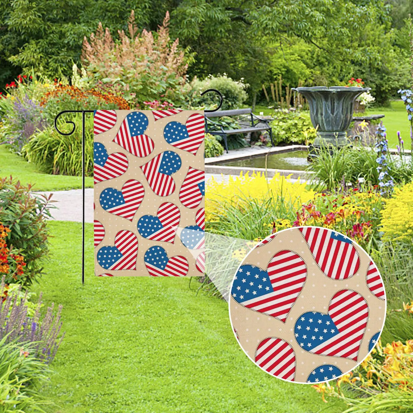 

American Home Garden Hanging Flag Celebrate Patriotic Independence Memorial Day Decoration 30x45cm Durable Anti Fade-resistant