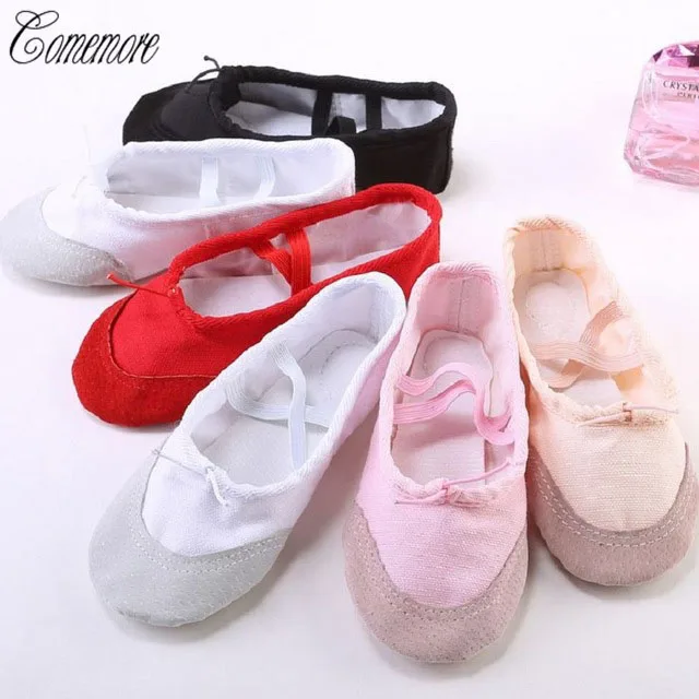 

New Ballet Dance Shoes Girls Children Woman Leather Head Soft Ssole Canvas Flat Slippers For Yoga Gym Dance Shoes