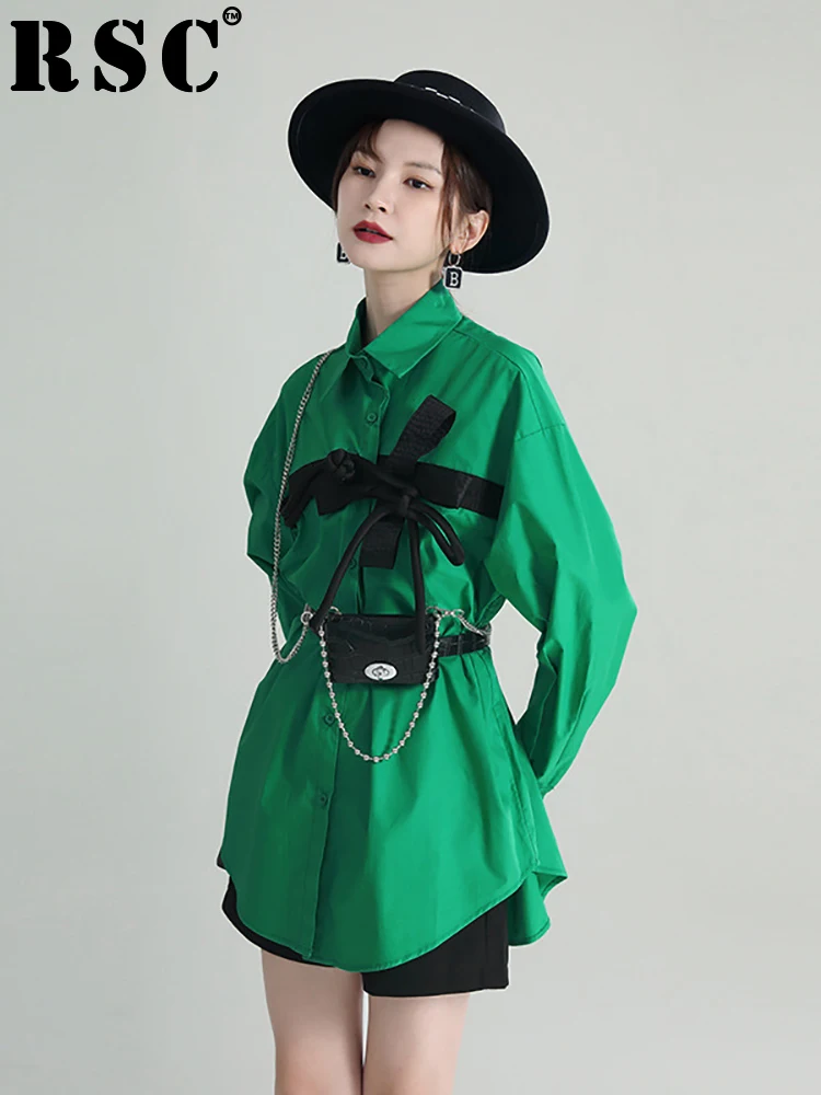 Женская блузка с длинным рукавом воротником лацканами в стиле пэчворк | Рубашки