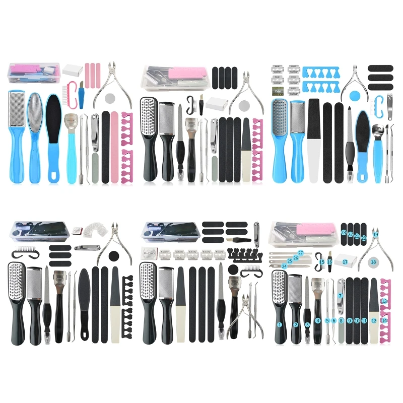 

Professional Stainless Steel Foot File Pedicure Kit Deadskin Callus Remover Brush Tool Set for Men Women D0UE