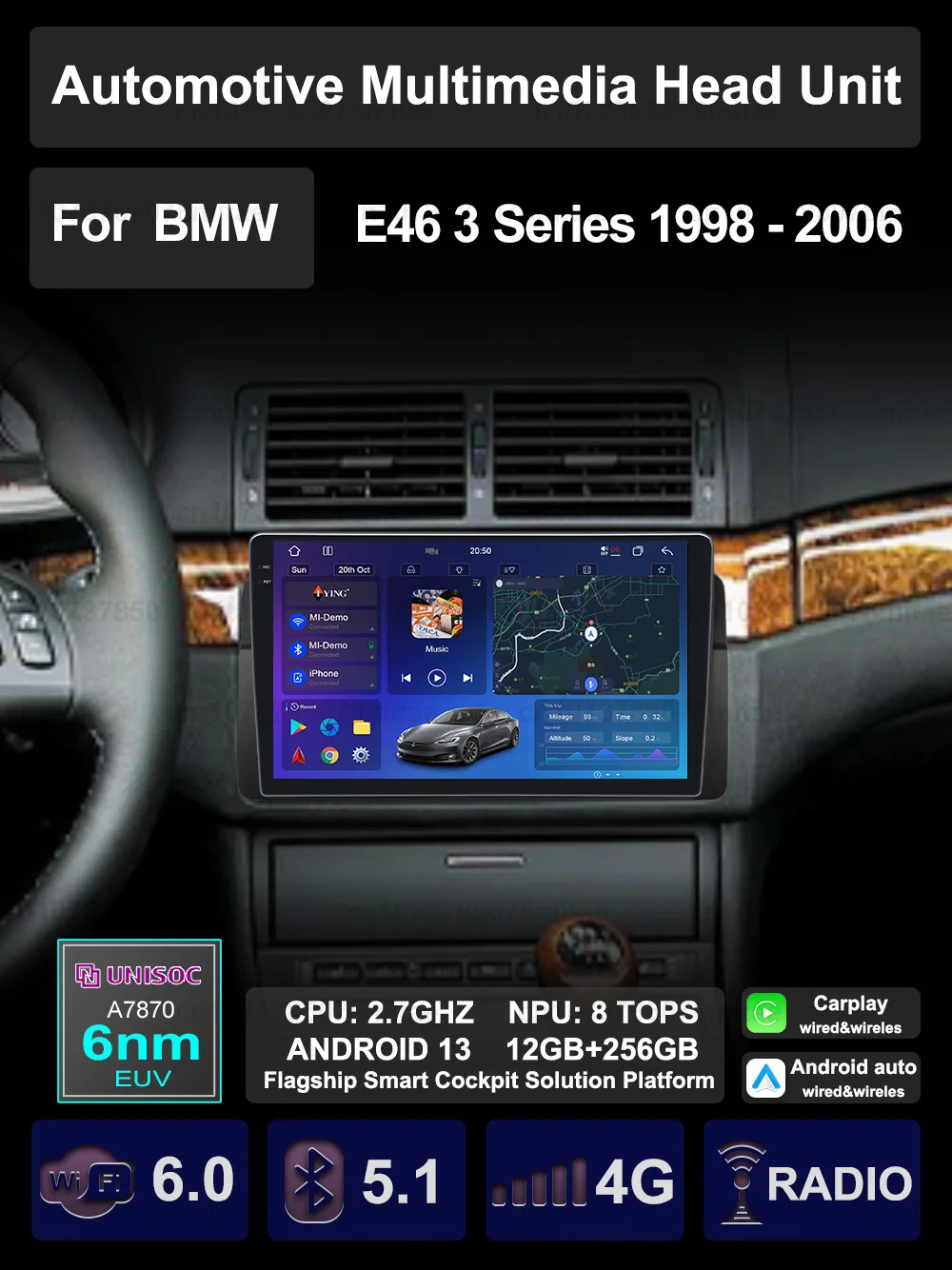 Автомобильный мультимедийный плеер для BMW E46 M3 318 320 325-1998 Carplay Android автомобильный