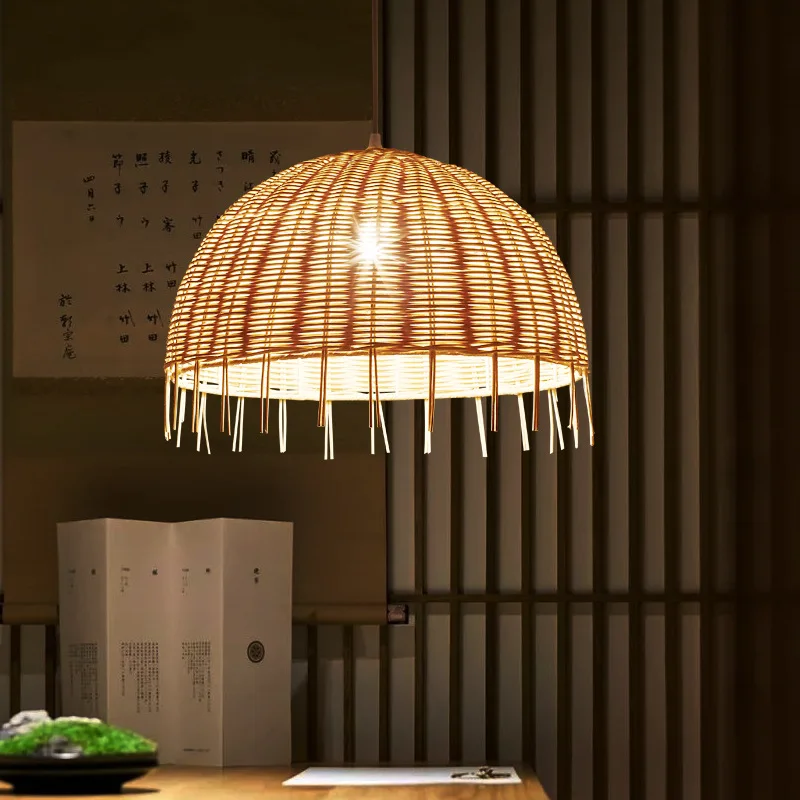

Chinese Style Pendant Lights Modern Rattan Hanging Lamp For Living Room Bedroom Dining Room E27 Loft Decor Luminaire Suspension