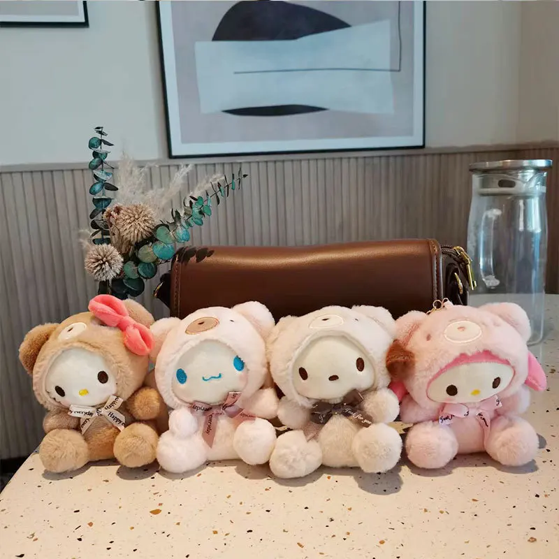 Брелок Sanrios Cinnamoroll Женский, милый кукольный подарок, школьный ранец, плюшевая кукла, подарок для девочки