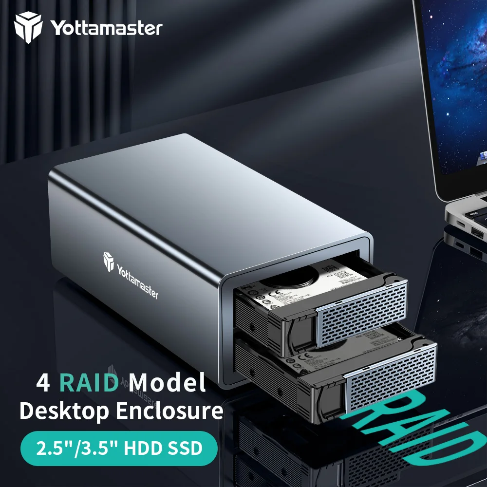 

Yottamaster 4RAID HDD SSD Hard Drive Case 2.5/3.5" RAID USB3.0 to SATA3.0 External HDD Docking Station 2Bay Hard Drive Enclosure