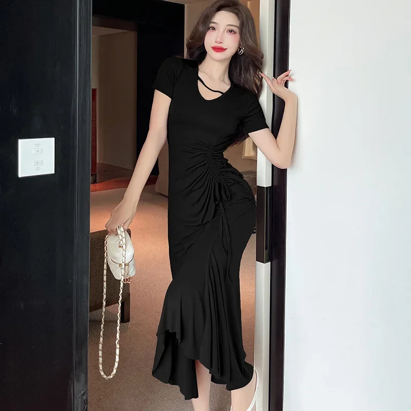 Женский костюм с юбкой рыбий хвост Повседневная Приталенная футболка в