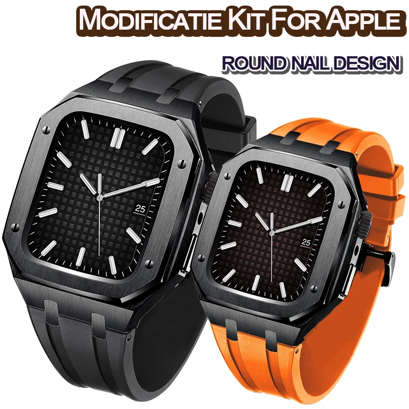 

Modification Kit Metal for Apple Watch Band 7 45mm Correa for Series IWatch 44mm 6 5 4 SE Rubber Bracelet Wristband Diy Mod Kit