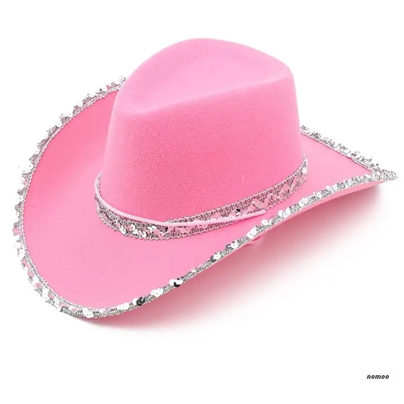 

Женская Ковбойская шляпа с блестками и полями для свадебной вечеринки, элегантная шляпа для фотосъемки