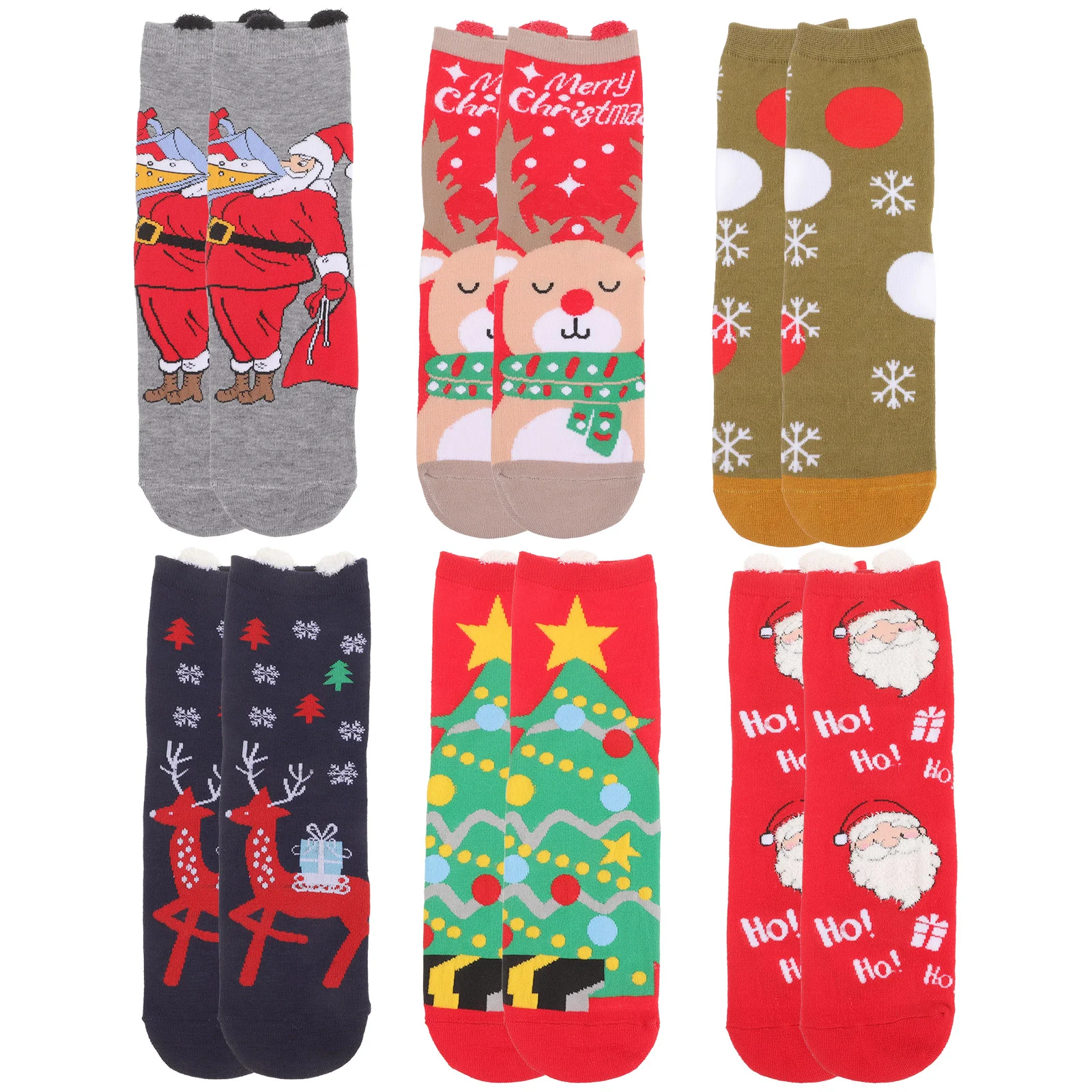 

6 Pairs Christmas Socks for Men Women Fun Cute Socks with Christmas Elements