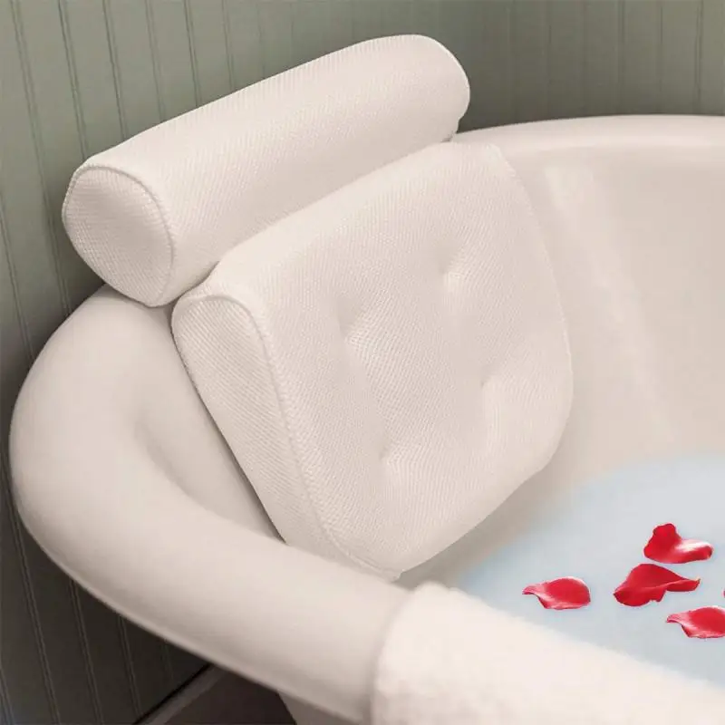 

Non-Slip SPA Bath Pillow with Suction Cups Bath Tub Neck Back Support Headrest Pillows Thickened Home Cushion Bathroom Accersory
