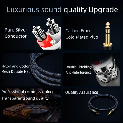 ATAUDIO HiFi серебряный аудиокабель 3,5 мм - 6,5 мм