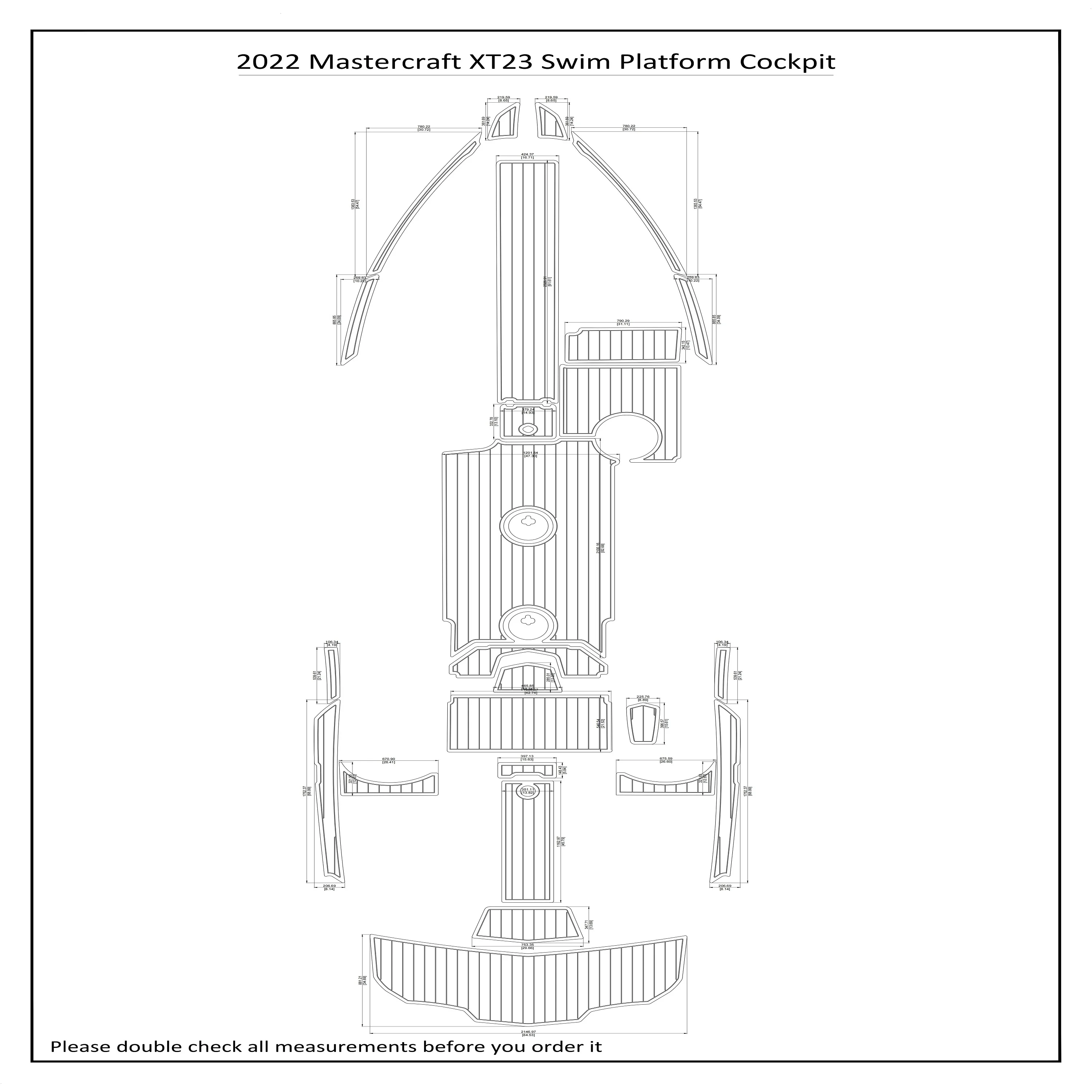 

2022 Mastercraft XT23 Swim Platform Cockpit Boat EVA Faux Foam Teak Deck Floor Pad