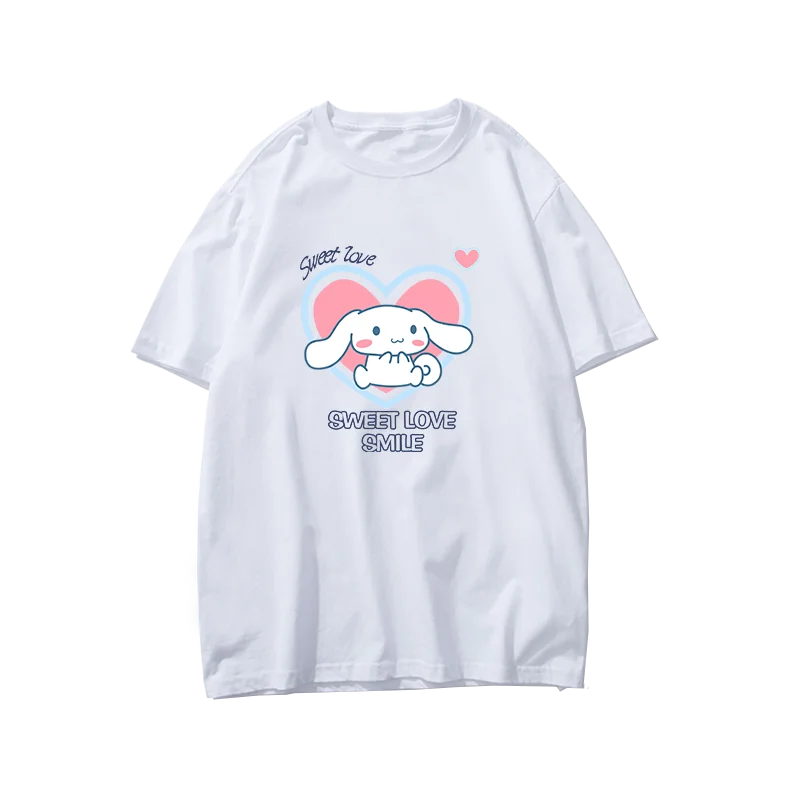 

Sanrio Cinnamon Printed Short-sleeved Top Summer Short-sleeved Women's T-shirt Loose Graphic T Shirts Harajuku Tops