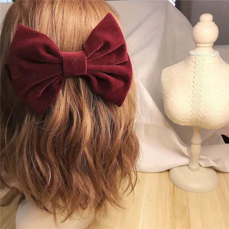 Бархатная заколка для волос с большим бантом Весенняя заколки конского хвоста