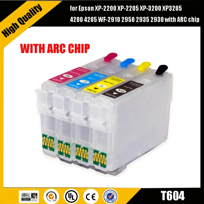 604 604XL многоразовый чернильный картридж для Epson XP-2200 XP3205 4200 4205 XP-2205 2950 2935 с чипом ARC