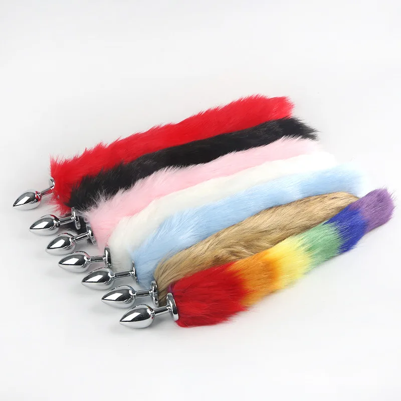 Маленький размер металлическая Анальная пробка с собачьим хвостом из настоящих