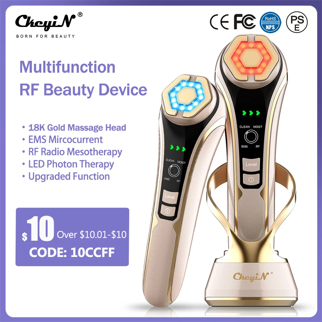 RF Radio Mesotherapy EMS Microcurrent Facial Massager LED Photon Therapy Eye Face Lifting Anti Wrinkle Skin Care Beauty Device