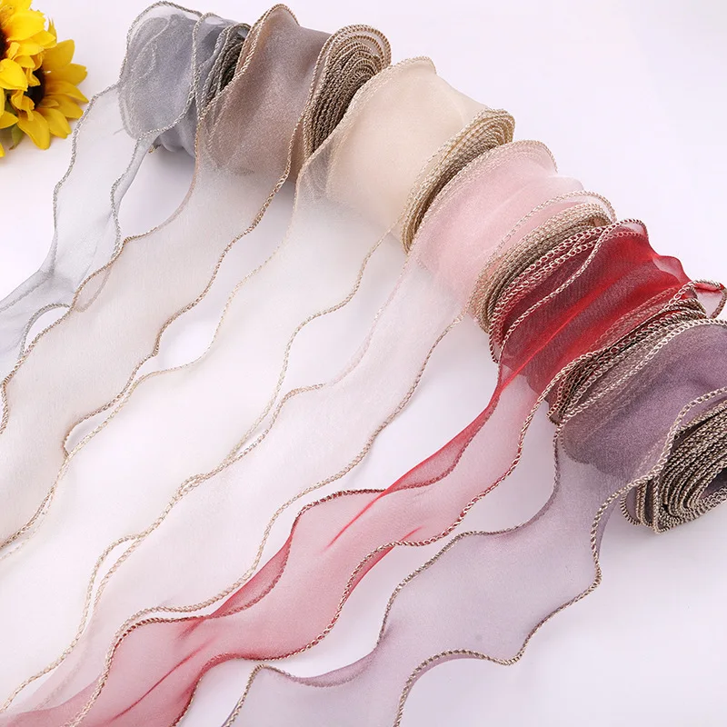 6/10/15 ярдов золотой край рыбий хвост лента бант аксессуары День Святого Валентина