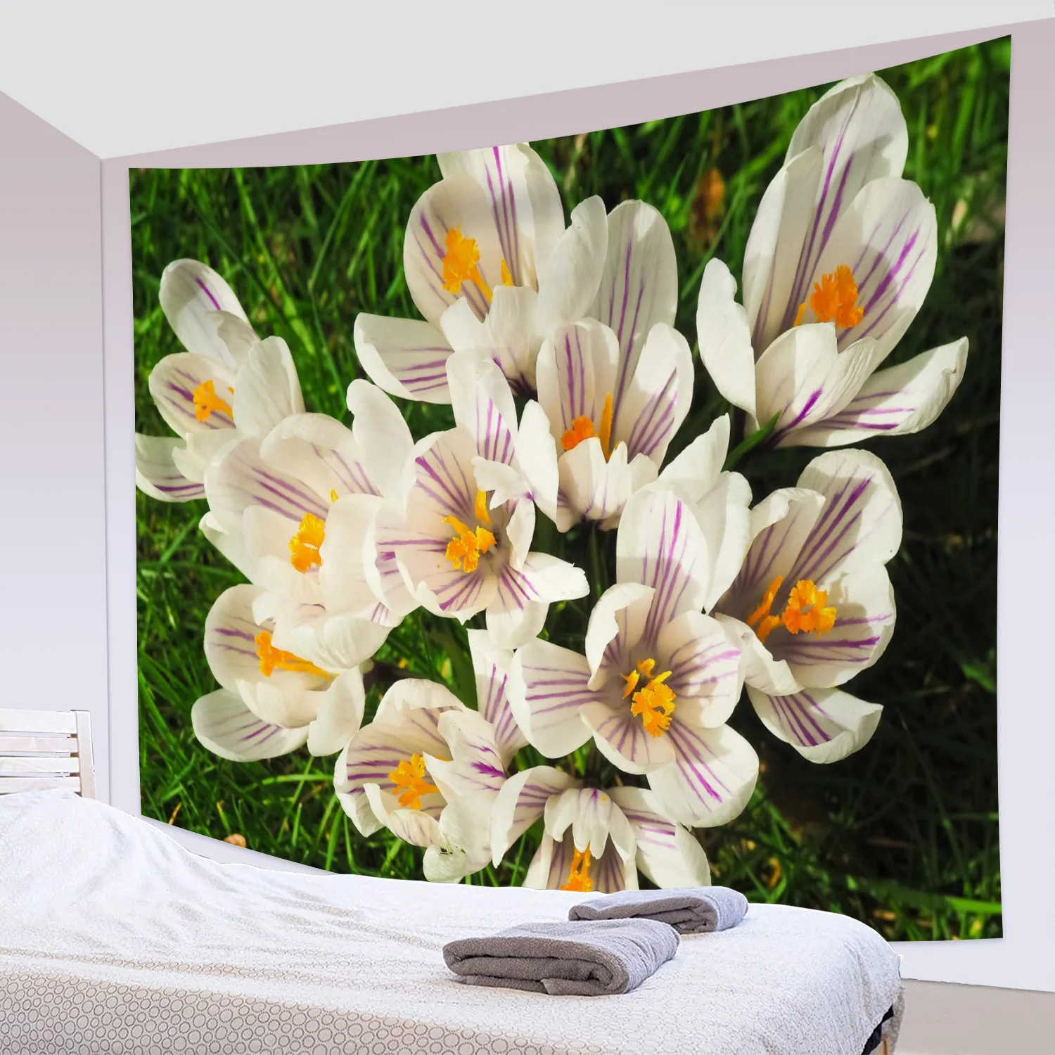 

Flower Colored Pink Yellow Chrysanthemum Tapestry Wall Hanging Bedroom Romantic Spring Aesthetics Home Decoration Tapestry
