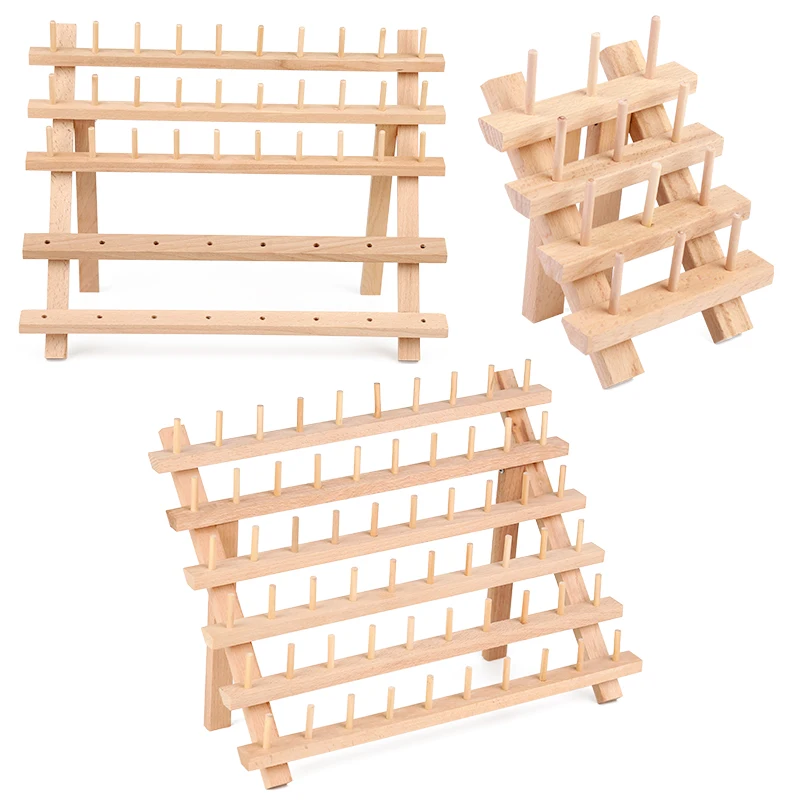 

LMDZ 12/46/60 Columns Wooden Storage Rack Home Embroidery Sewing Thread Holder Sewing Accessories Multi Size Organizer Set
