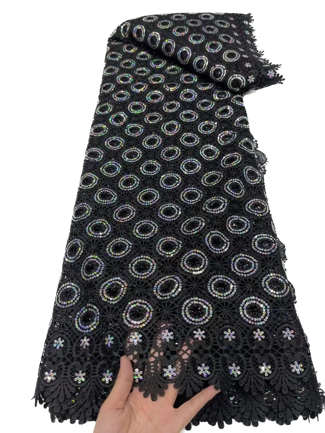 

YQOINFKS 2023 высокое качество вышивка полиэстер шнур блестки кружево гипюр ткань сетка Африканское платье для женщин 5 ярдов