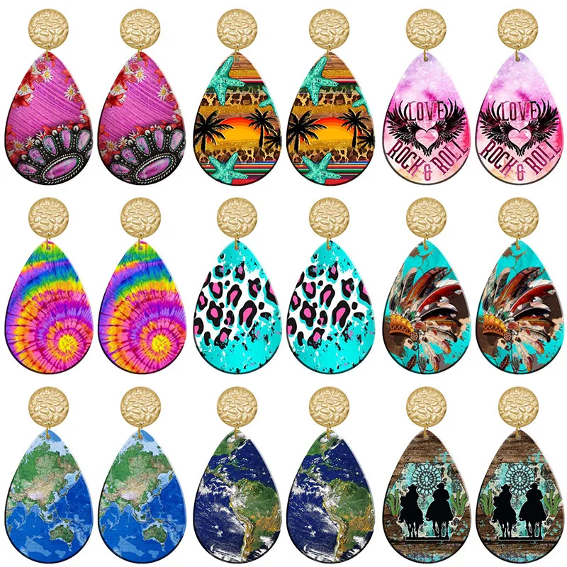 

Colorful swirling leopard Acrylic Drop Earrings For Women Jewelry Y2K Piercing Ear Hooks Dangle Gift For Girls R2380