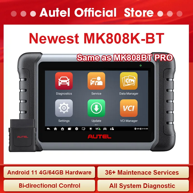 Autel MaxiCOM MK808K BT PRO диагностические инструменты MK808KBT OBD2 сканер считыватель кодов все системы такие же, как MK808BT PRO