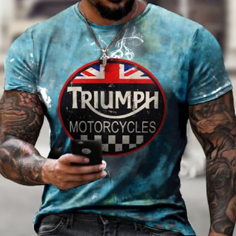 

New 2022 Summer Retro Style Casual T-Shirt Street Fashion Men Monogram Printed T-Shirt Short-Sleeved Loose Oversized T-Shirt