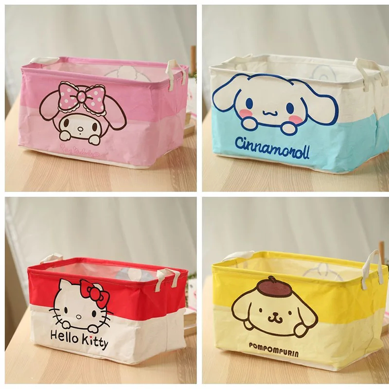 

Kawaii Sanrio Hello Kitty Cinnamoroll Anime Household Storage Basket Cute Waterproof My Melody Folding Fabric Box Bag Girls Toys