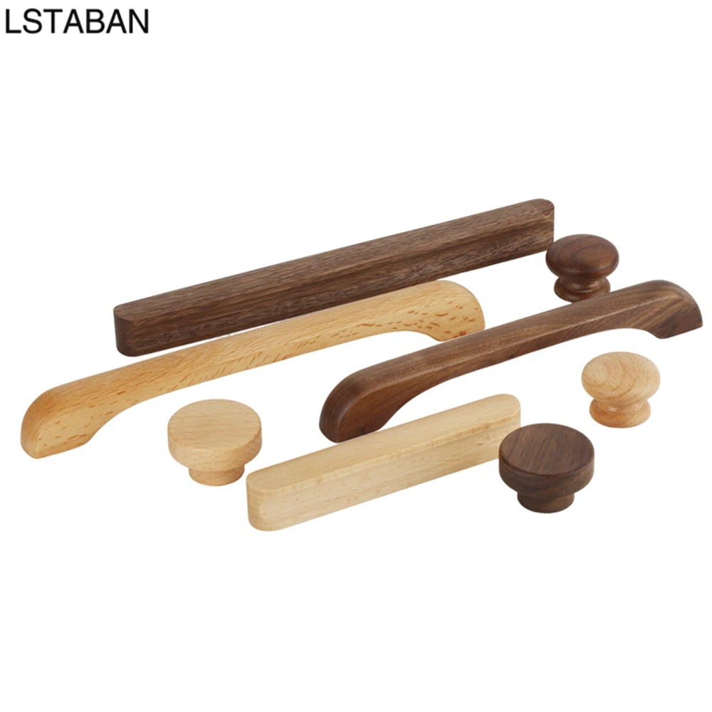 Ручки шкафа из цельного дерева ореха деревянная мебельная дверная ручка бука