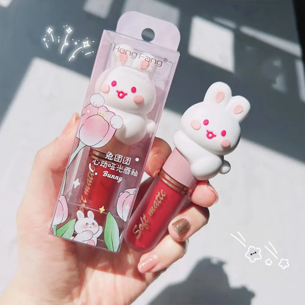 

5 Colors Cute Rabbit Lip Gloss Waterproof Lipstick Gift Lip Glaze Moisturizing Lip Tint Mud Lips Makeup Liquid Lipstick