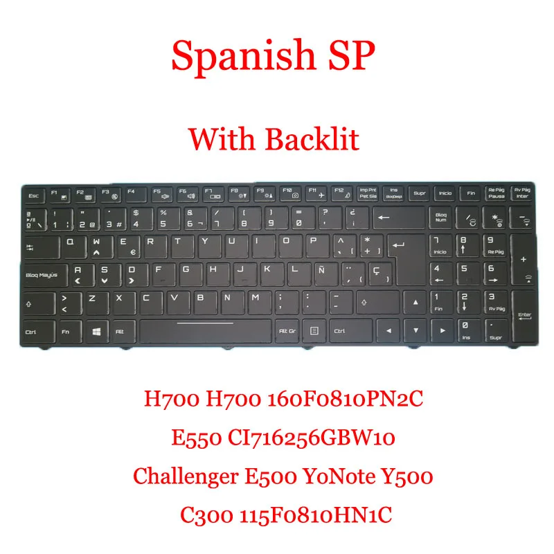 Красочная клавиатура SP с подсветкой для 2AM H700 160F0810PN2C E550 CI 716256 GBW10 Challenger E500 YoNote Y500 C300