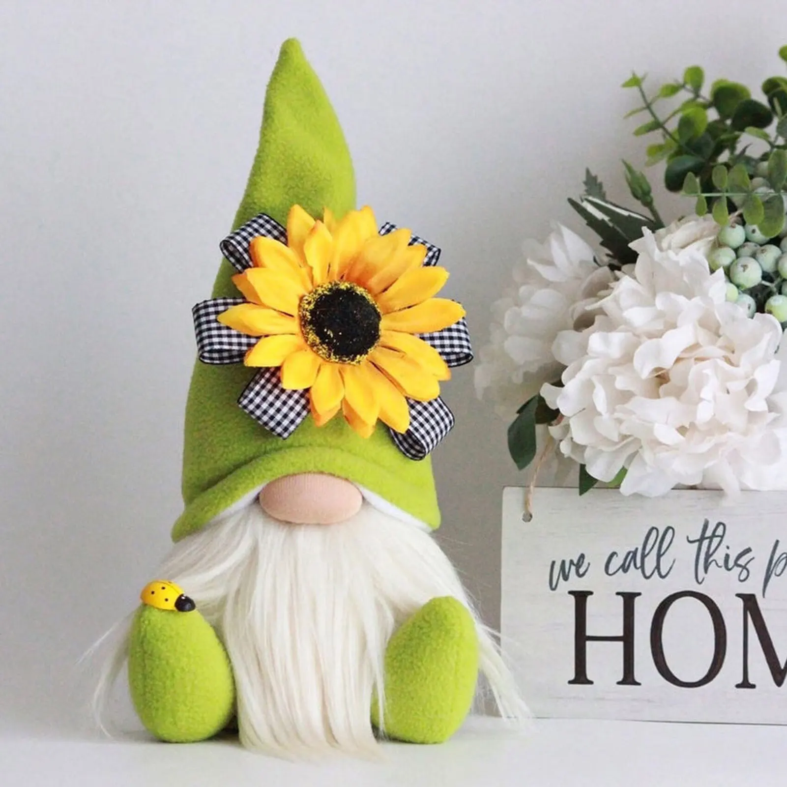

Bee Gnome Spring Sunflower Doll Decor Handmade Bumble Bee Plush Faceless Doll Ornaments Desktop Gnomes Ornaments Gifts Toys