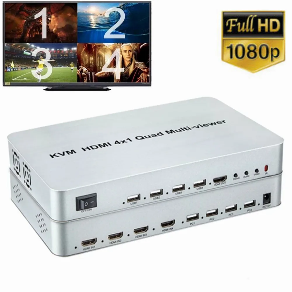 KVM HDMI 4X1 Quad Multi-Viewer 4K 60 Гц 1080P 4-портовый переключатель Screen Multiviewer 4 в 1 Multi viewer - купить