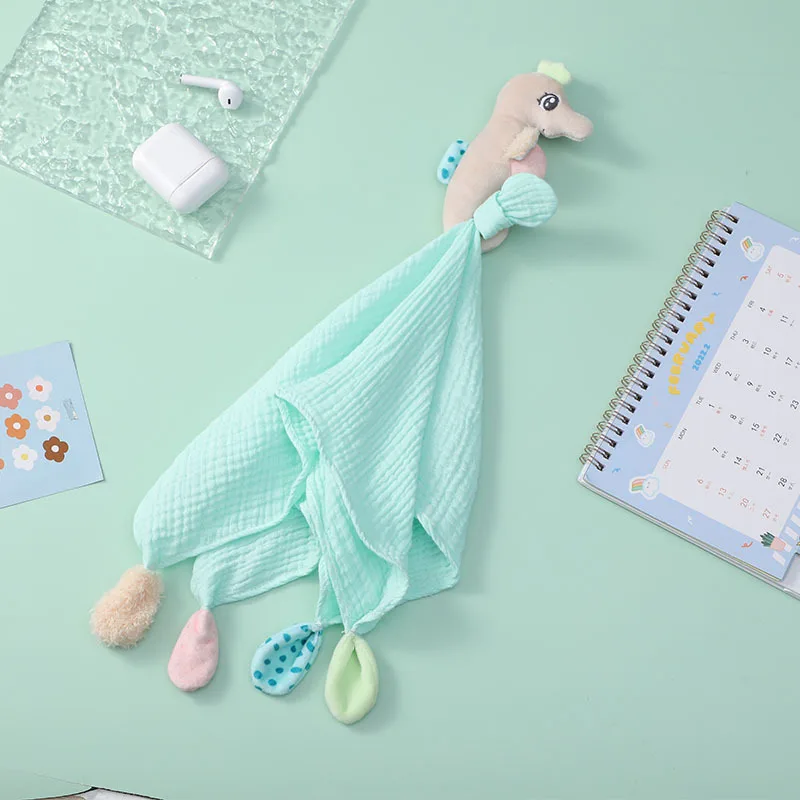 

0-1-year-old Baby Toys Can Be Imported with Sleeping Saliva Towel Baby Doll Sleeping Plush Hippocampus Soothing Towel