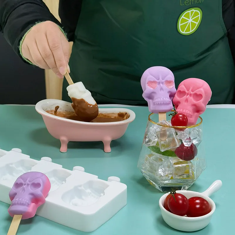 

Halloween Skull Ice Cream Silicone Mold Chocolate Cheese Stick Ice Cream Ice Cream Ice Cream Ice Cream Stick Grinding Tool