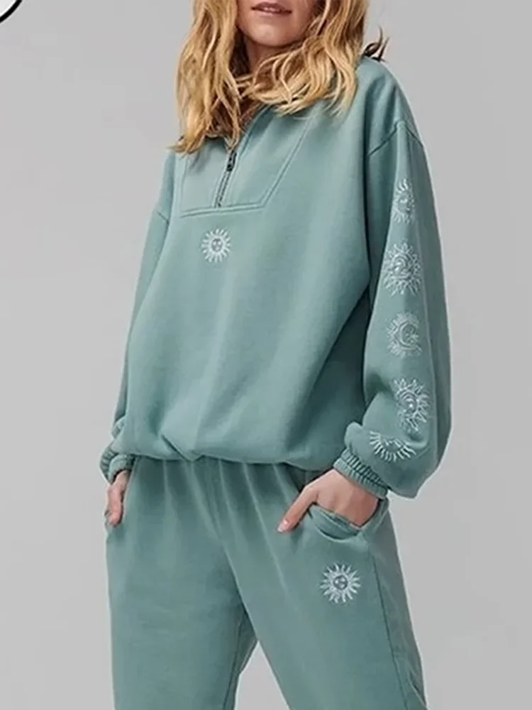 

Women Tracksuit Sweatshirts+Pants 2Pcs Suits Solid Color Clothing Sets Female Fashion Outfits Casual Sportswear Lady Cothes