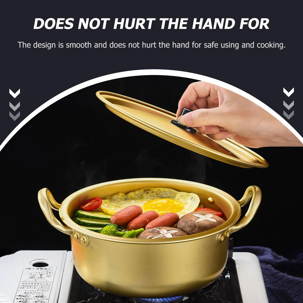 

1 Set Household Cooking Pot Aluminum Noodles Pot Double Dry Handle Pot for Restaurant