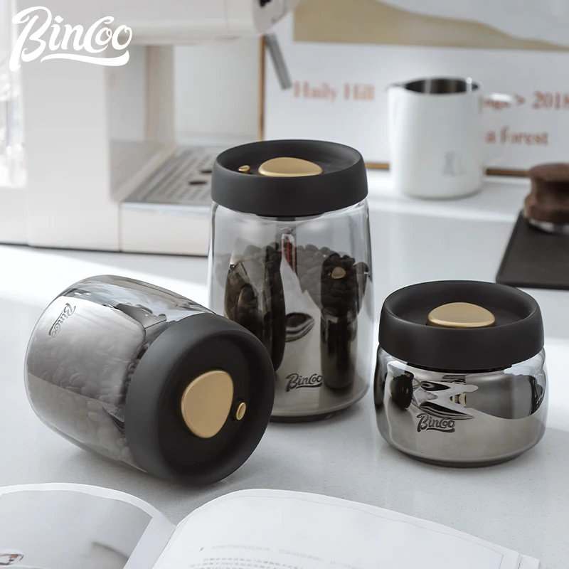 Банка для хранения кофейных зерен Bincoo стеклянная вакуумная герметичная банка