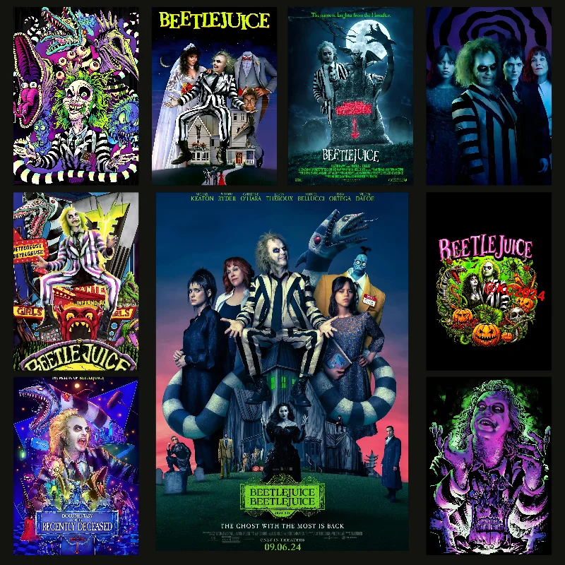 Classic Movies B-Beetlejuice Poster Self-adhesive Art Waterproof Paper Sticker Coffee House Bar Room Wall Decor