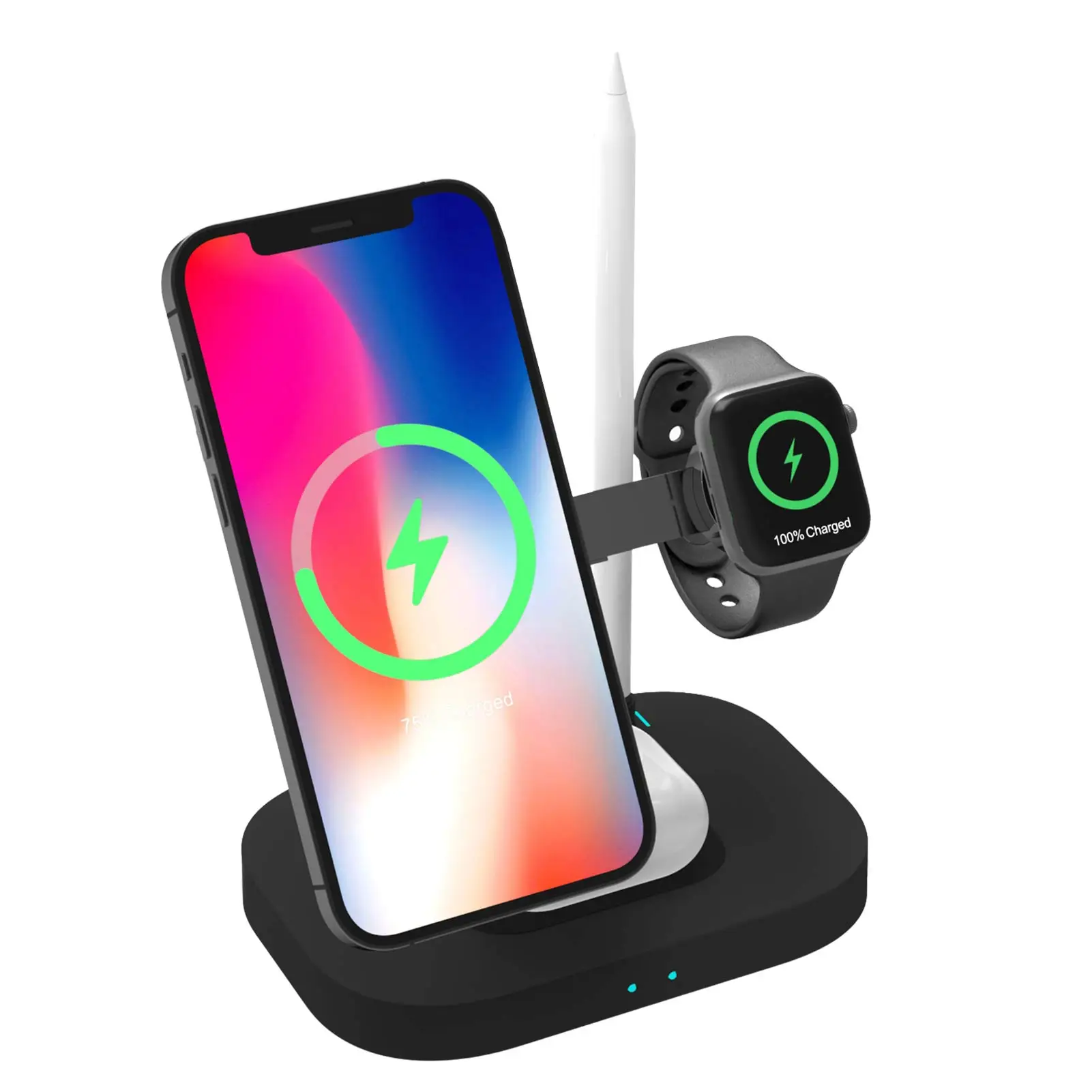 

Беспроводная зарядная станция Qi для iPhone 12 13 Pro Max Mini, зарядная док-станция 4 в 1 для Airpods Pro Pencil iWatch, 15 Вт