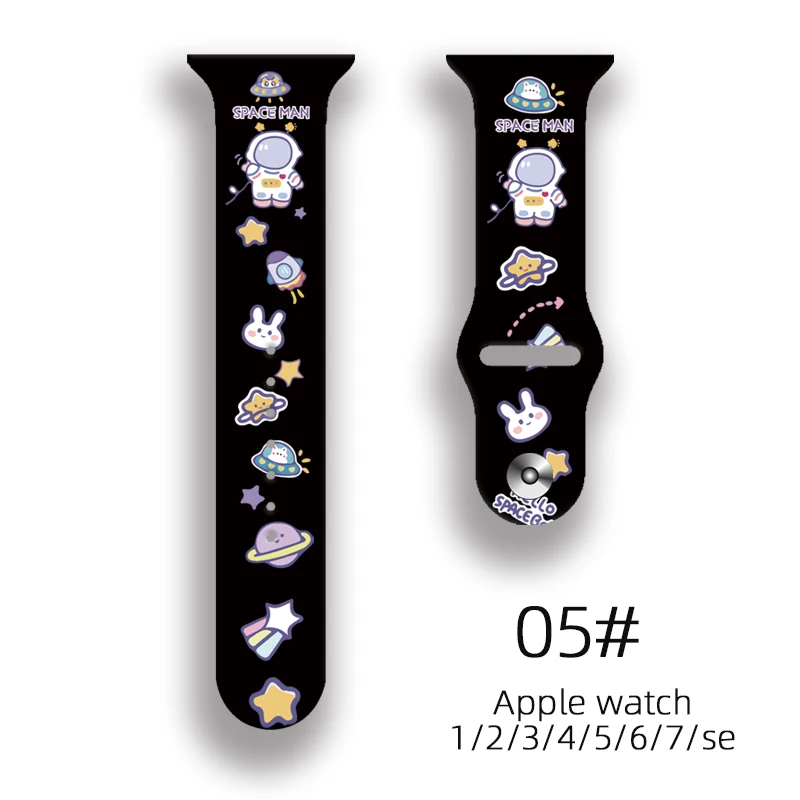 

For Apple Watch Band SE 8 7 6 5 4 Silicone Personalized Print 44MM 42MM 45MM Bracelet Band For iWatch Wristband 49MM 41MM 38MM