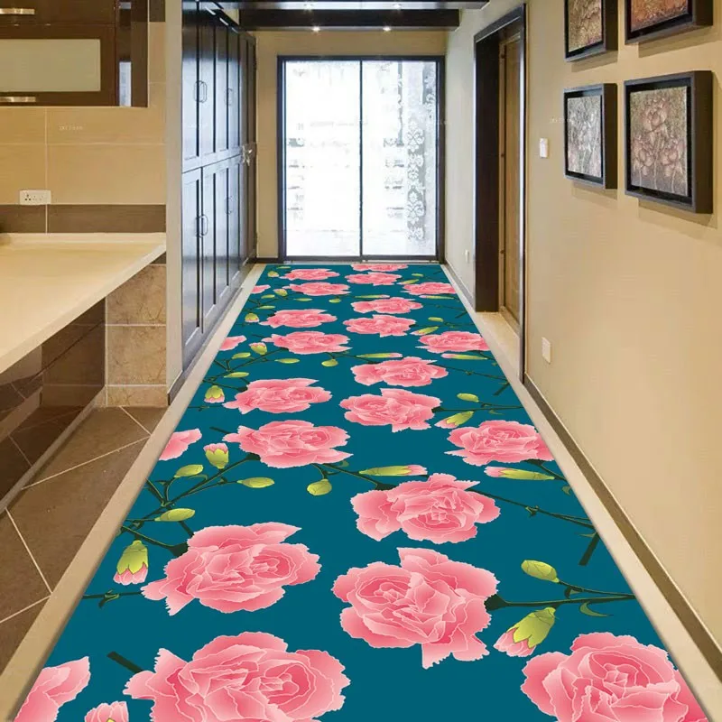 

Reese Big Pink Dianthus Lint-free Carpets Living Room Bedroom Porch Room Rugs Hallway Corridor Aisle Restaurant European Decor